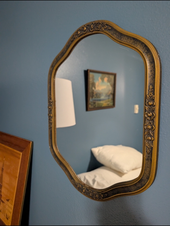 Other - Antique-Style Gold Decorative Wall Mirror with Rose Detail